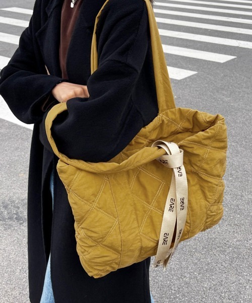 Miniministore(ミニミニストア)の「キルティングバッグ トートバッグ 大容量(トートバッグ・レディース・マスタード/オレンジ/ワインレッド/ブラック/グレー/カーキ/ベージュ・FREE)」の8枚目の写真