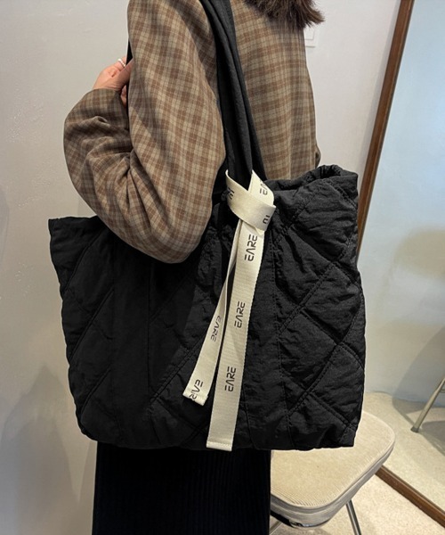 Miniministore(ミニミニストア)の「キルティングバッグ トートバッグ 大容量(トートバッグ・レディース・マスタード/オレンジ/ワインレッド/ブラック/グレー/カーキ/ベージュ・FREE)」の12枚目の写真