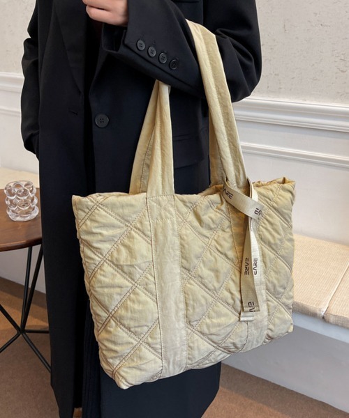 Miniministore(ミニミニストア)の「キルティングバッグ トートバッグ 大容量(トートバッグ・レディース・マスタード/オレンジ/ワインレッド/ブラック/グレー/カーキ/ベージュ・FREE)」の14枚目の写真