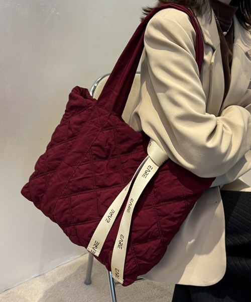 Miniministore(ミニミニストア)の「キルティングバッグ トートバッグ 大容量(トートバッグ・レディース・マスタード/オレンジ/ワインレッド/ブラック/グレー/カーキ/ベージュ・FREE)」の16枚目の写真