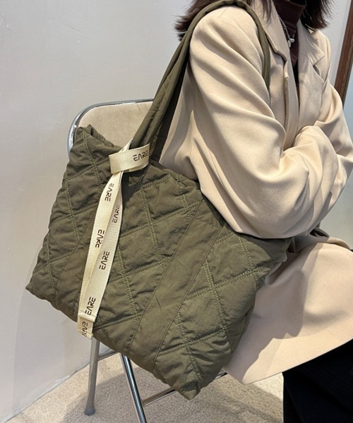 Miniministore(ミニミニストア)の「キルティングバッグ トートバッグ 大容量(トートバッグ・レディース・マスタード/オレンジ/ワインレッド/ブラック/グレー/カーキ/ベージュ・FREE)」の18枚目の写真