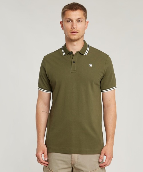 G-STAR(ジースター)の「DUNDA SLIM STRIPE POLO/ワンポイントロゴポロ(ポロシャツ・メンズ・ダークオリーブ・LARGE/MEDIUM/SMALL/X-LARGE/X-SMALL)」の3枚目の写真