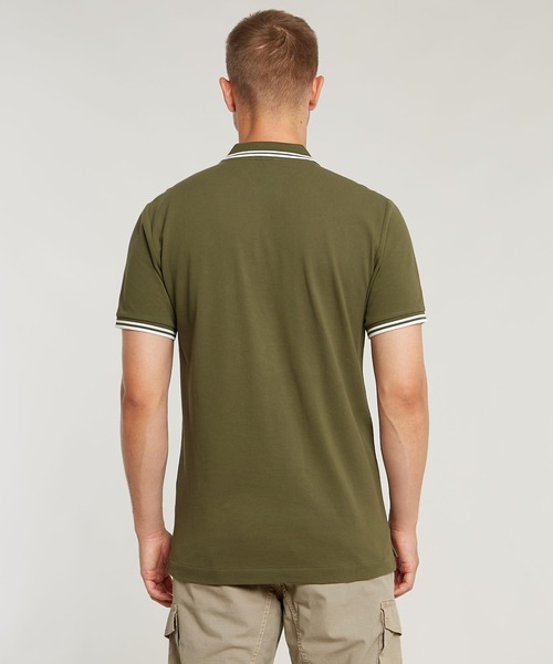 DUNDA SLIM STRIPE POLO/ワンポイントロゴポロ（ポロシャツ）｜G