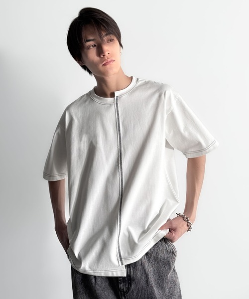 Classical Origin(クラシカルオリジン)の「【Classical Origin】「脱・量産型。」アシンメトリー配色ステッチTシャツ/Asymmetric Stitch Design T-Shirt(Tシャツ/カットソー・メンズ・チャコール/ホワイト/ブラック・LARGE/MEDIUM/SMALL)」の15枚目の写真