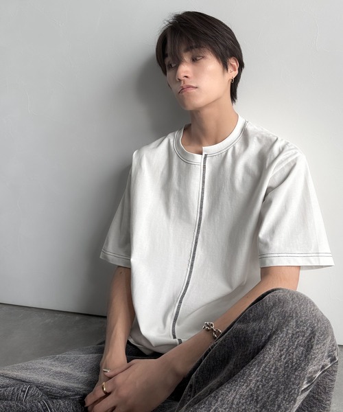 Classical Origin(クラシカルオリジン)の「【Classical Origin】「脱・量産型。」アシンメトリー配色ステッチTシャツ/Asymmetric Stitch Design T-Shirt(Tシャツ/カットソー・メンズ・チャコール/ホワイト/ブラック・LARGE/MEDIUM/SMALL)」の5枚目の写真