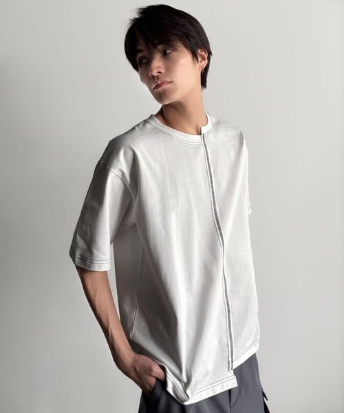 Classical Origin(クラシカルオリジン)の「【Classical Origin】「脱・量産型。」アシンメトリー配色ステッチTシャツ/Asymmetric Stitch Design T-Shirt(Tシャツ/カットソー・メンズ・チャコール/ホワイト/ブラック・LARGE/MEDIUM/SMALL)」の6枚目の写真