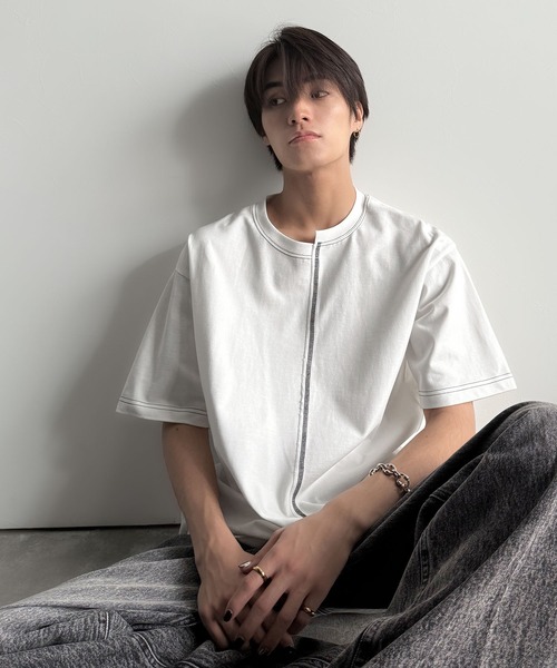 Classical Origin(クラシカルオリジン)の「【Classical Origin】「脱・量産型。」アシンメトリー配色ステッチTシャツ/Asymmetric Stitch Design T-Shirt(Tシャツ/カットソー・メンズ・チャコール/ホワイト/ブラック・LARGE/MEDIUM/SMALL)」の7枚目の写真