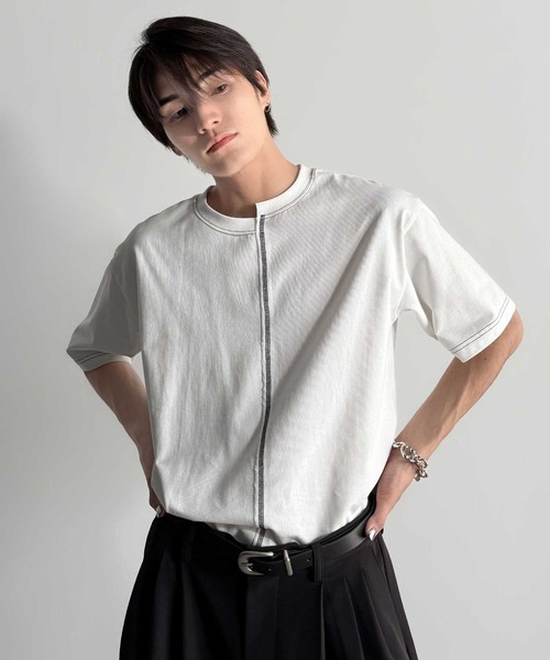 Classical Origin(クラシカルオリジン)の「【Classical Origin】「脱・量産型。」アシンメトリー配色ステッチTシャツ/Asymmetric Stitch Design T-Shirt(Tシャツ/カットソー・メンズ・チャコール/ホワイト/ブラック・LARGE/MEDIUM/SMALL)」の4枚目の写真