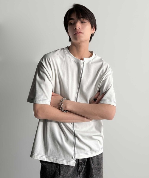 Classical Origin(クラシカルオリジン)の「【Classical Origin】「脱・量産型。」アシンメトリー配色ステッチTシャツ/Asymmetric Stitch Design T-Shirt(Tシャツ/カットソー・メンズ・チャコール/ホワイト/ブラック・LARGE/MEDIUM/SMALL)」の9枚目の写真