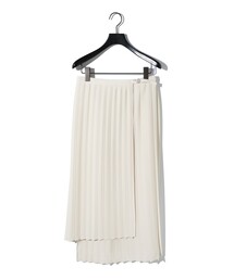 MIDIUMISOLID for Ladies アシンメトリーヘムラッププリーツスカート