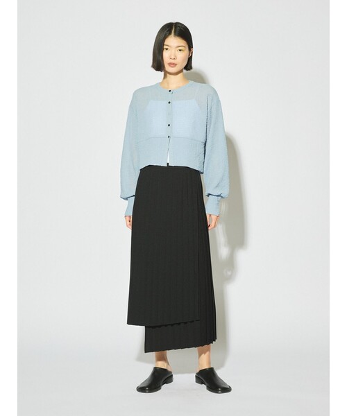 MIDIUMISOLID（ミディウミソリッド）の「MIDIUMISOLID for Ladies アシンメトリーヘムラッププリーツスカート（スカート・レディース・ブラック/チャコールグレー/アイボリー・FREE）」の17枚目の写真