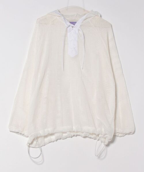 wee9s（ウィークス）の「MESH HOODIE / メッシュフーディー（パーカー・レディース・ナチュラル/ホワイト/ブラック・FREE）」の4枚目の写真