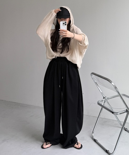 wee9s（ウィークス）の「MESH HOODIE / メッシュフーディー（パーカー・レディース・ナチュラル/ホワイト/ブラック・FREE）」の9枚目の写真