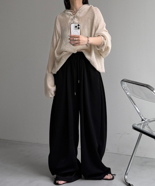 wee9s（ウィークス）の「MESH HOODIE / メッシュフーディー（パーカー・レディース・ナチュラル/ホワイト/ブラック・FREE）」の10枚目の写真