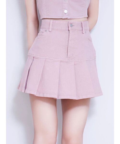 EATME（イートミー）の「プリーツデニムスカート（セットアップ可能）（デニムスカート・レディース・ブラック/ブルー/ピンク・SMALL/MEDIUM）」の3枚目の写真