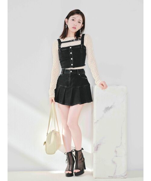 EATME（イートミー）の「プリーツデニムスカート（セットアップ可能）（デニムスカート・レディース・ブラック/ブルー/ピンク・SMALL/MEDIUM）」の4枚目の写真