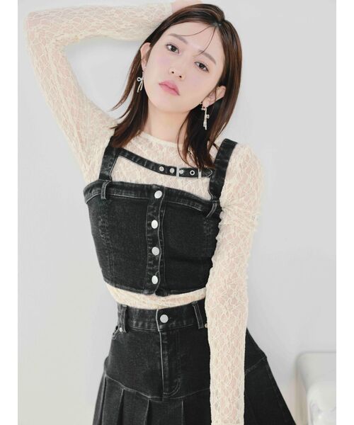 EATME（イートミー）の「プリーツデニムスカート（セットアップ可能）（デニムスカート・レディース・ブラック/ブルー/ピンク・SMALL/MEDIUM）」の5枚目の写真