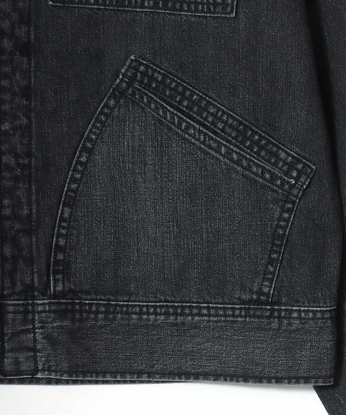 Lee（リー）の「Lee/リー DENIM ZIP UP BLOUSON/オーバーサイズ デニムジップアップブルゾン/Gジャン/91-B/レディース メンズ（デニムジャケット・メンズ・ブラック系その他・L/M/XL）」の8枚目の写真