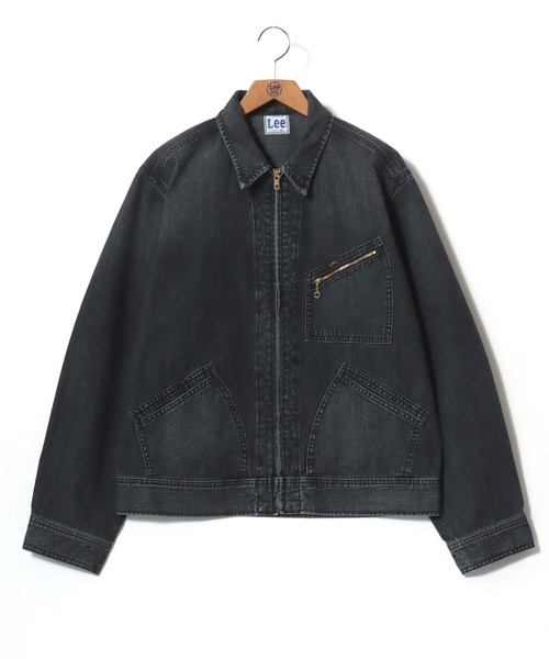 Lee（リー）の「Lee/リー DENIM ZIP UP BLOUSON/オーバーサイズ デニムジップアップブルゾン/Gジャン/91-B/レディース メンズ（デニムジャケット・メンズ・ブラック系その他・L/M/XL）」の2枚目の写真