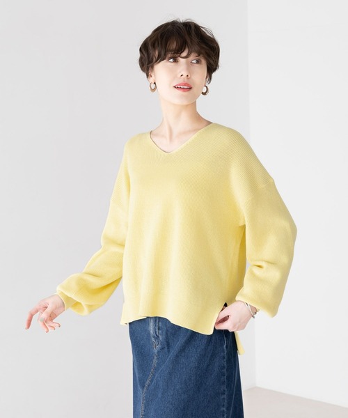 Elura（エルーラ）の「こなれVネックニット/289176（ニット/セーター・レディース・ライトイエロー/ネイビー/ライトベージュ/ライトピンク・LARGE/MEDIUM/SMALL）」の17枚目の写真