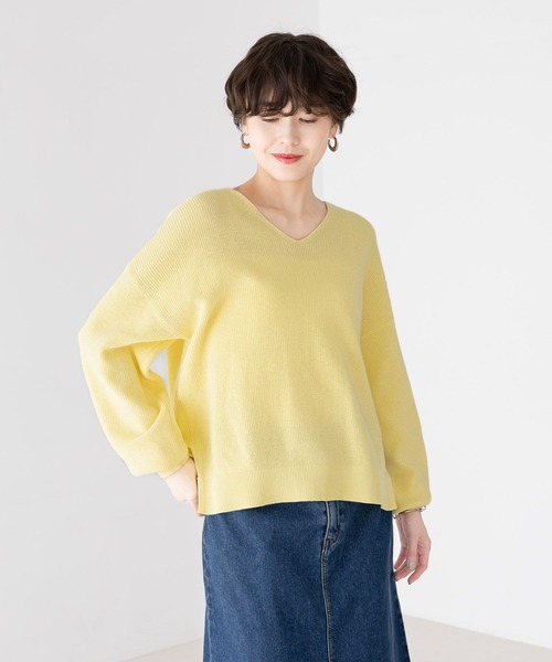 Elura（エルーラ）の「こなれVネックニット/289176（ニット/セーター・レディース・ライトイエロー/ネイビー/ライトベージュ/ライトピンク・LARGE/MEDIUM/SMALL）」の18枚目の写真