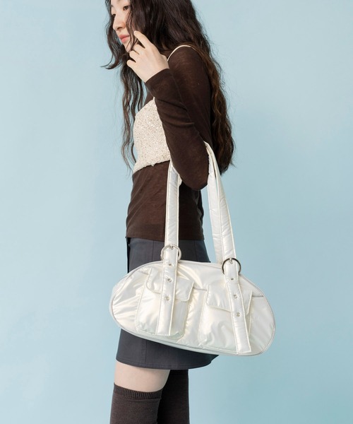 Casselini（キャセリーニ）の「Casselini(キャセリーニ)ナイロンミニボストン（ボストンバッグ・レディース・コーラル/オフホワイト/ブラック・FREE）」の4枚目の写真