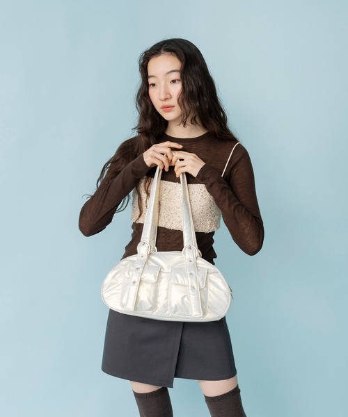 Casselini（キャセリーニ）の「Casselini(キャセリーニ)ナイロンミニボストン（ボストンバッグ・レディース・コーラル/オフホワイト/ブラック・FREE）」の6枚目の写真