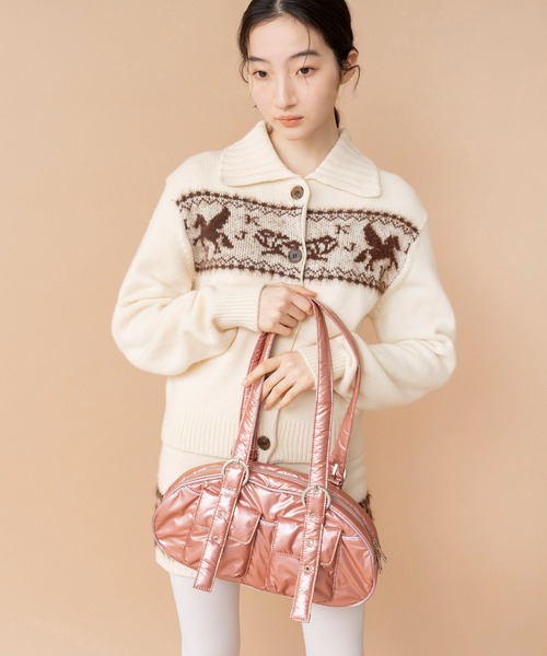 Casselini（キャセリーニ）の「Casselini(キャセリーニ)ナイロンミニボストン（ボストンバッグ・レディース・コーラル/オフホワイト/ブラック・FREE）」の8枚目の写真