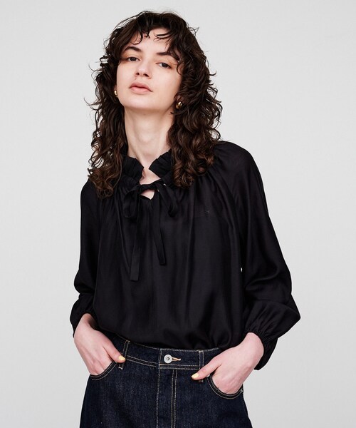 cloenc(クロエンス)の「【手洗い可】シアーリボンブラウス(シャツ/ブラウス・レディース・ブラック/アイボリー・02)」の12枚目の写真