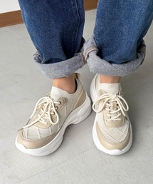 kitson（キットソン）の「KITSON キットソン 厚底 ウェッジソール 軽量 レースアップ ニットスニーカー/hsky（スニーカー）」