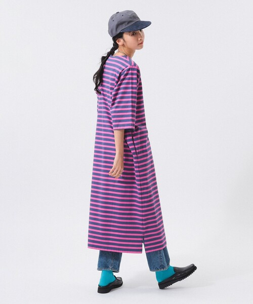 LACOSTE(ラコステ)の「【別注】LACOSTE / ボーダー ハーフスリーブ ドレス(ワンピース・レディース・ブルー/ベージュ/フューシャピンク・38/36)」の7枚目の写真