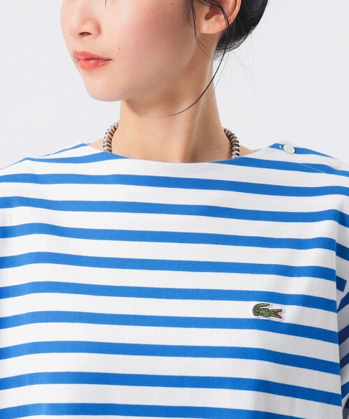 LACOSTE(ラコステ)の「【別注】LACOSTE / ボーダー ハーフスリーブ ドレス(ワンピース・レディース・ブルー/ベージュ/フューシャピンク・38/36)」の15枚目の写真