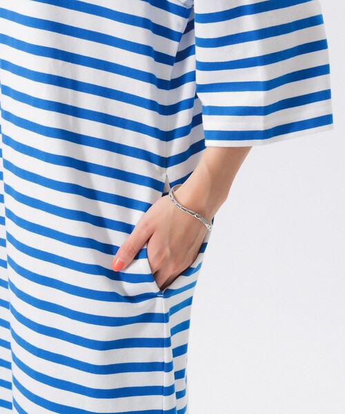 LACOSTE(ラコステ)の「【別注】LACOSTE / ボーダー ハーフスリーブ ドレス(ワンピース・レディース・ブルー/ベージュ/フューシャピンク・38/36)」の16枚目の写真