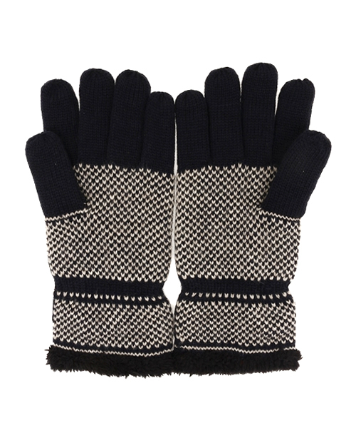 BENETTON (UNITED COLORS OF BENETTON)（ベネトンユナイテッドカラーズオブベネトン）の「ニット雪柄グローブ･手袋U4U(Safari掲載)（手袋・メンズ・ブラック・LARGE/SMALL）」の2枚目の写真