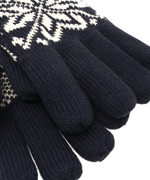 BENETTON (UNITED COLORS OF BENETTON)（ベネトンユナイテッドカラーズオブベネトン）の「ニット雪柄グローブ･手袋U4U(Safari掲載)（手袋・メンズ・ブラック・LARGE/SMALL）」の3枚目の写真