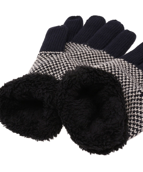 BENETTON (UNITED COLORS OF BENETTON)（ベネトンユナイテッドカラーズオブベネトン）の「ニット雪柄グローブ･手袋U4U(Safari掲載)（手袋・メンズ・ブラック・LARGE/SMALL）」の5枚目の写真