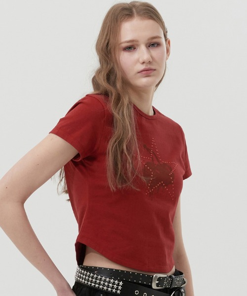 KIRSH（キルシー）の「KIRSH MELTING CHERRY PRINTED CROP T-SHIRT メルティング チェリー プリンテッド クロップ Tシャツ（Tシャツ/カットソー・レディース・レッド/グレー/ブラック・ONE SIZE）」の3枚目の写真