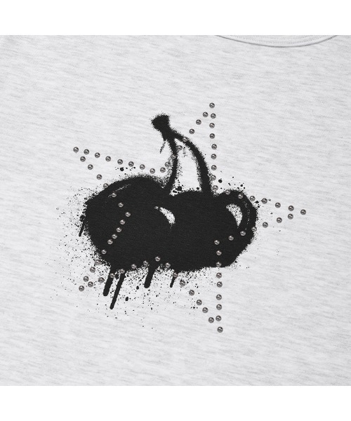 KIRSH（キルシー）の「KIRSH MELTING CHERRY PRINTED CROP T-SHIRT メルティング チェリー プリンテッド クロップ Tシャツ（Tシャツ/カットソー・レディース・レッド/グレー/ブラック・ONE SIZE）」の8枚目の写真