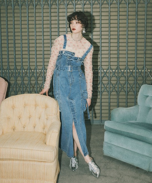 ELLEgirl（エルガール）の「カーゴデニムジャンスカ【ELLEgirl/エルガール】（ジャンパースカート・レディース・ブラック/インディゴブルー・S/M）」の12枚目の写真