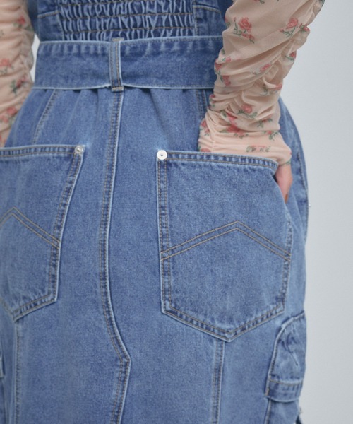 ELLEgirl（エルガール）の「カーゴデニムジャンスカ【ELLEgirl/エルガール】（ジャンパースカート・レディース・ブラック/インディゴブルー・S/M）」の18枚目の写真