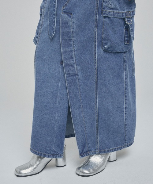 ELLEgirl（エルガール）の「カーゴデニムジャンスカ【ELLEgirl/エルガール】（ジャンパースカート・レディース・ブラック/インディゴブルー・S/M）」の17枚目の写真