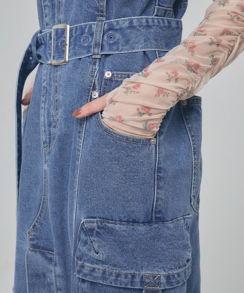 ELLEgirl（エルガール）の「カーゴデニムジャンスカ【ELLEgirl/エルガール】（ジャンパースカート・レディース・ブラック/インディゴブルー・S/M）」の15枚目の写真