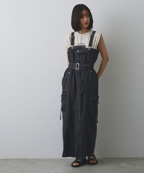 elle様★ジャンパースカート ジャンパースカート カーゴデニムジャンスカ「ELLEgirl