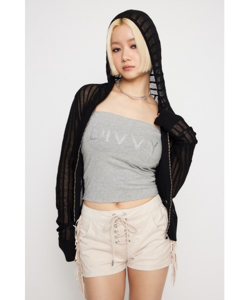 LAGUA GEM(ラグアジェム)の「STUDS カップベアトップ(チューブトップ・レディース・杢グレー/ブラック/ホワイト・FREE)」の17枚目の写真