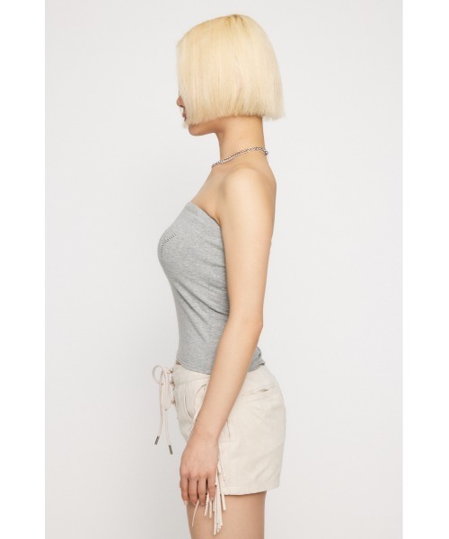 LAGUA GEM(ラグアジェム)の「STUDS カップベアトップ(チューブトップ・レディース・杢グレー/ブラック/ホワイト・FREE)」の4枚目の写真