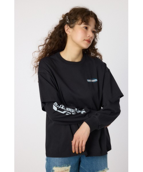 RODEO CROWNS WIDE BOWL(ロデオクラウンズワイドボウル)の「VintageフェイクレイヤードロングスリーブTシャツ(Tシャツ/カットソー・レディース・アイボリー/ブラック/スモークピンク/ダークグリーン・FREE)」の3枚目の写真