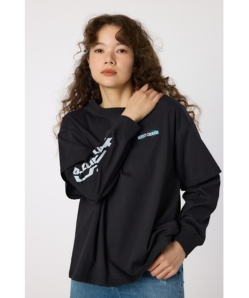 RODEO CROWNS WIDE BOWL(ロデオクラウンズワイドボウル)の「VintageフェイクレイヤードロングスリーブTシャツ(Tシャツ/カットソー・レディース・アイボリー/ブラック/スモークピンク/ダークグリーン・FREE)」の5枚目の写真