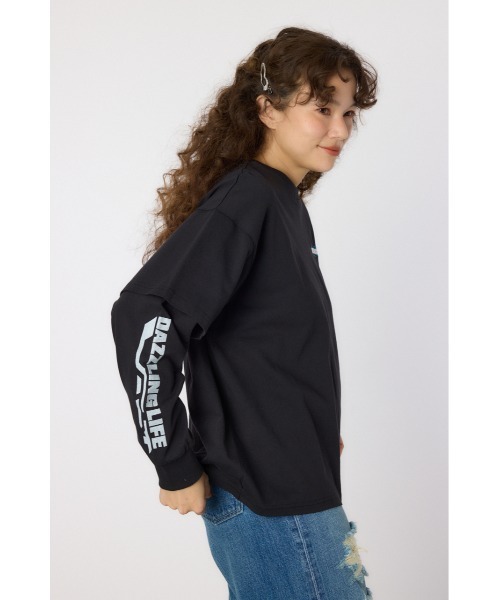 RODEO CROWNS WIDE BOWL(ロデオクラウンズワイドボウル)の「VintageフェイクレイヤードロングスリーブTシャツ(Tシャツ/カットソー・レディース・アイボリー/ブラック/スモークピンク/ダークグリーン・FREE)」の6枚目の写真