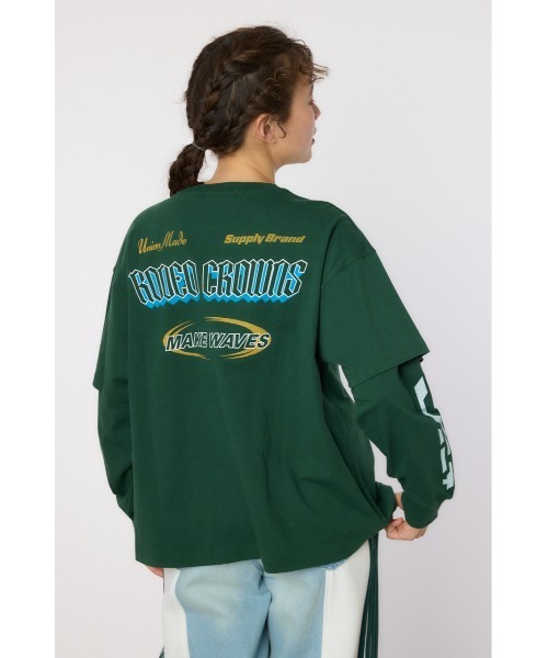 RODEO CROWNS WIDE BOWL(ロデオクラウンズワイドボウル)の「VintageフェイクレイヤードロングスリーブTシャツ(Tシャツ/カットソー・レディース・アイボリー/ブラック/スモークピンク/ダークグリーン・FREE)」の10枚目の写真
