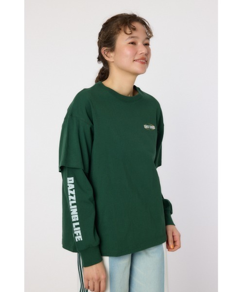 RODEO CROWNS WIDE BOWL(ロデオクラウンズワイドボウル)の「VintageフェイクレイヤードロングスリーブTシャツ(Tシャツ/カットソー・レディース・アイボリー/ブラック/スモークピンク/ダークグリーン・FREE)」の12枚目の写真